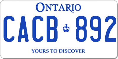 ON license plate CACB892