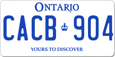 ON license plate CACB904