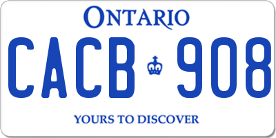 ON license plate CACB908