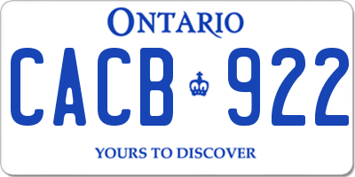 ON license plate CACB922