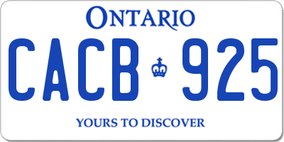 ON license plate CACB925