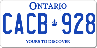 ON license plate CACB928