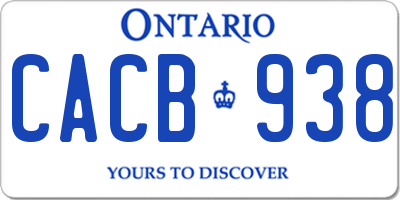 ON license plate CACB938