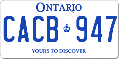 ON license plate CACB947