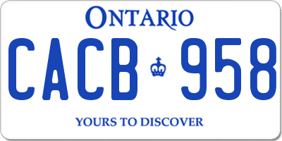 ON license plate CACB958