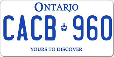 ON license plate CACB960