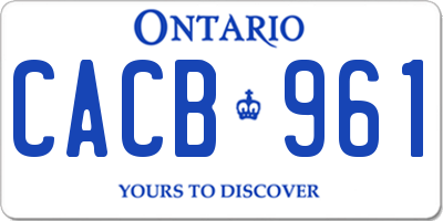 ON license plate CACB961