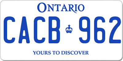 ON license plate CACB962