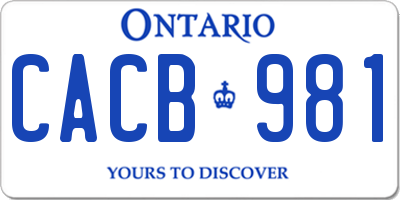 ON license plate CACB981