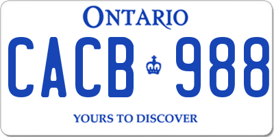 ON license plate CACB988