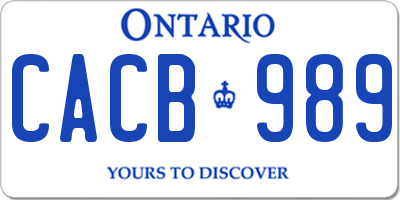 ON license plate CACB989