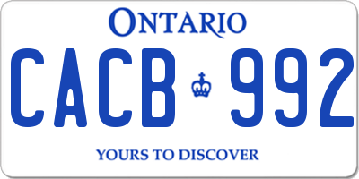 ON license plate CACB992