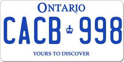 ON license plate CACB998