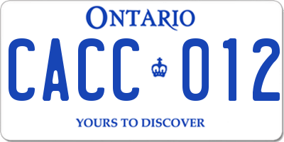 ON license plate CACC012