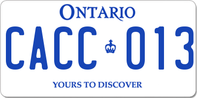 ON license plate CACC013