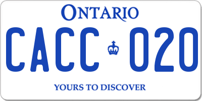 ON license plate CACC020