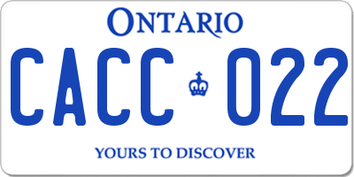 ON license plate CACC022