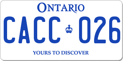 ON license plate CACC026