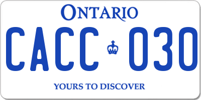 ON license plate CACC030