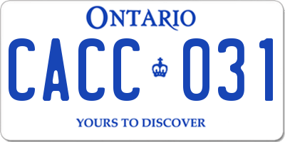 ON license plate CACC031