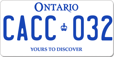 ON license plate CACC032