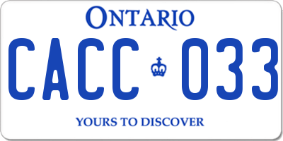 ON license plate CACC033