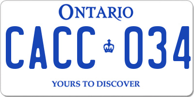 ON license plate CACC034