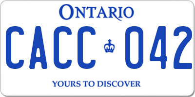 ON license plate CACC042