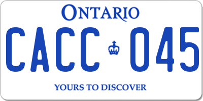 ON license plate CACC045