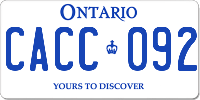 ON license plate CACC092