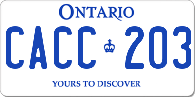 ON license plate CACC203