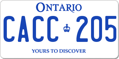 ON license plate CACC205