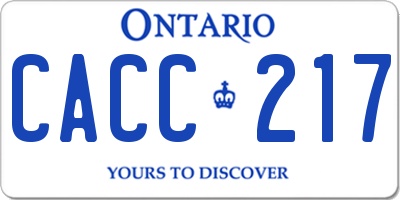 ON license plate CACC217