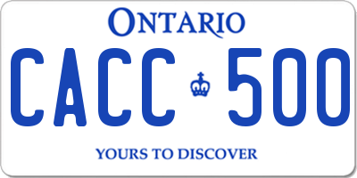 ON license plate CACC500