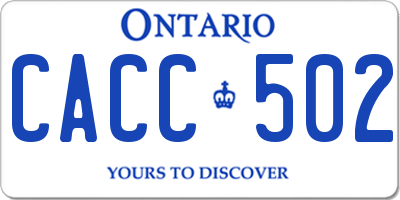 ON license plate CACC502