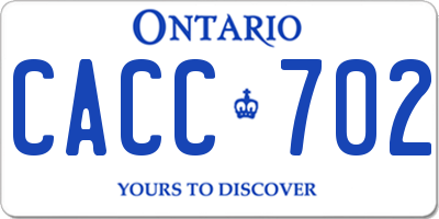 ON license plate CACC702