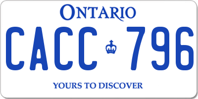 ON license plate CACC796