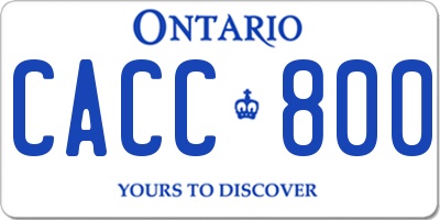 ON license plate CACC800