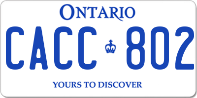 ON license plate CACC802