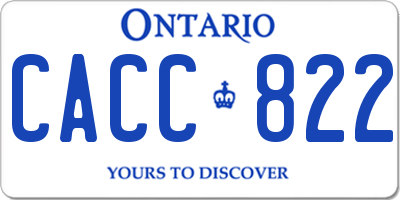 ON license plate CACC822