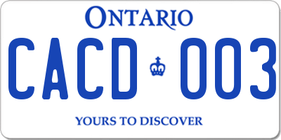 ON license plate CACD003