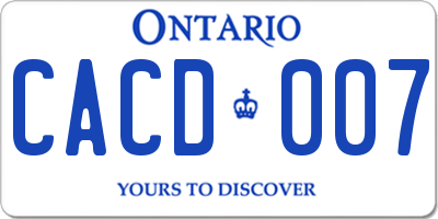 ON license plate CACD007