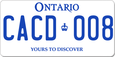 ON license plate CACD008