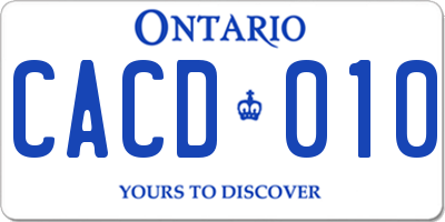 ON license plate CACD010