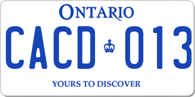 ON license plate CACD013