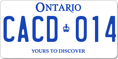 ON license plate CACD014