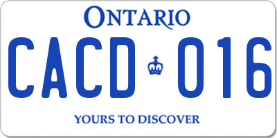 ON license plate CACD016