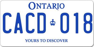 ON license plate CACD018