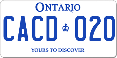 ON license plate CACD020