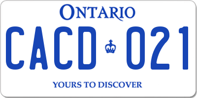 ON license plate CACD021